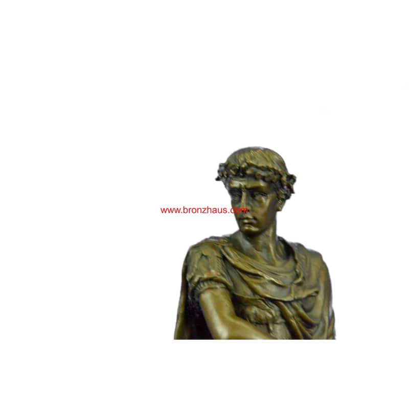 Julius Caesar Statue Figurine Art Sculpture - Roman Emperor 100 Percent Real Bronze Art