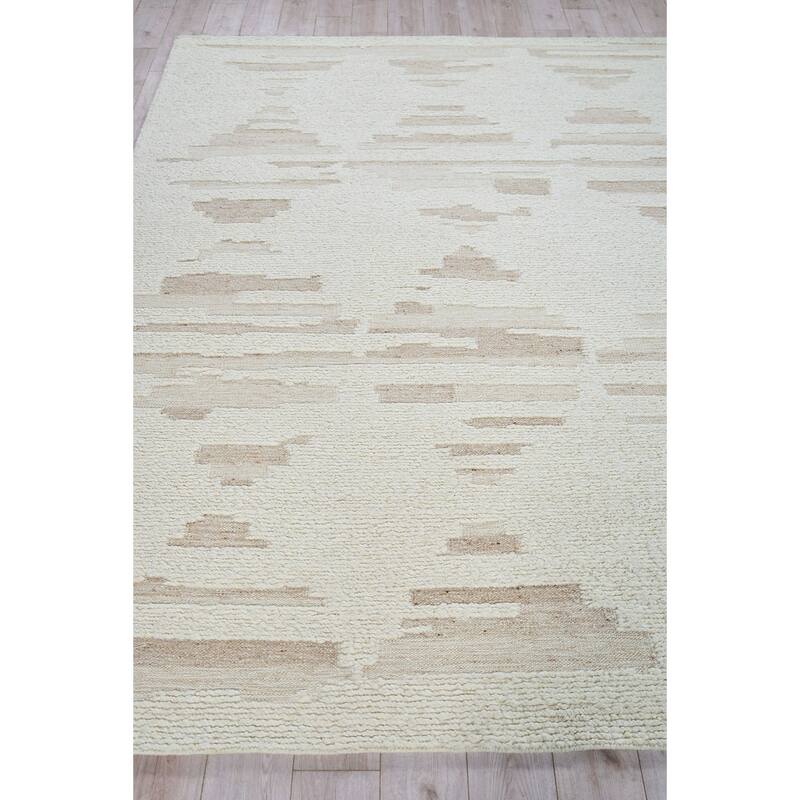 Exquisite Rugs Canyon Handmade Handwoven New Zealand Wool Ivory/Beige Area Rug