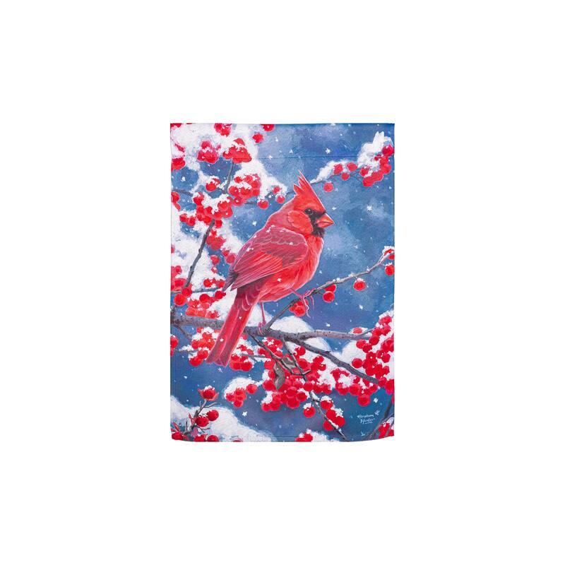 28 in. x 44 in. Red Cardinal Suede House Flag
