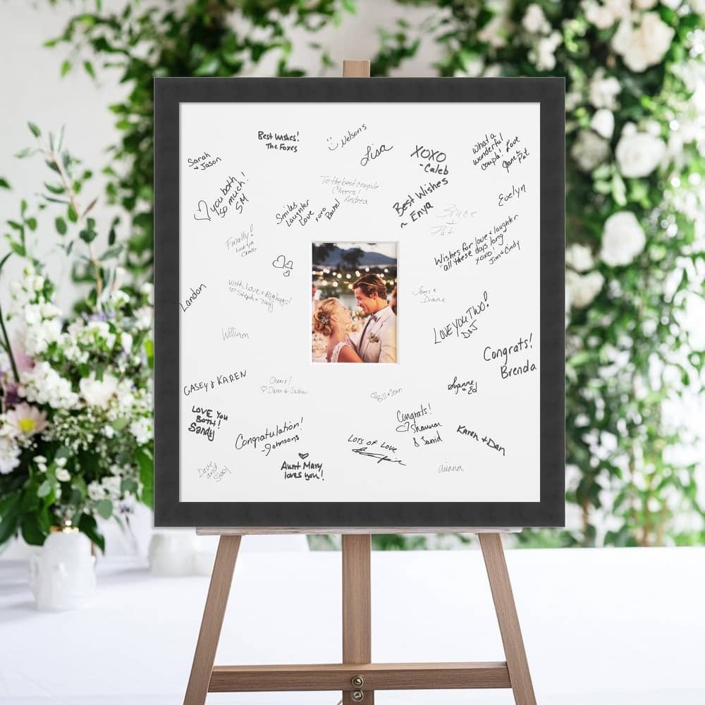 Mezzanotte Signature Mat Picture Frame - Autograph Photo Frame Guest Book Alternative for Weddings, Graduations, or Retirement