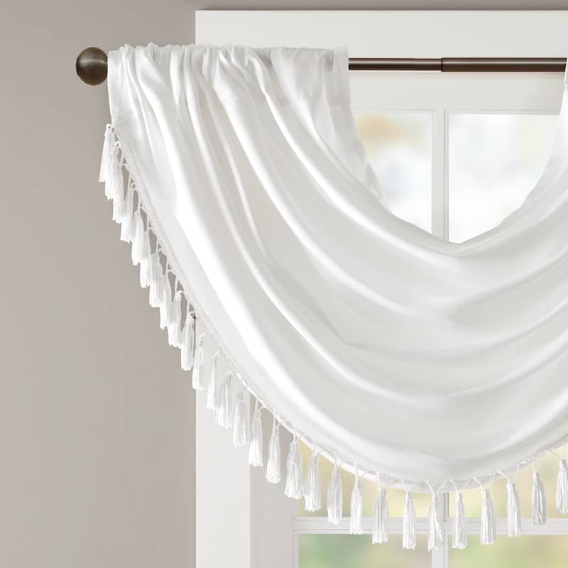 Madison Park Juline Faux Silk Waterfall Embellished Valance - 38 x 46"