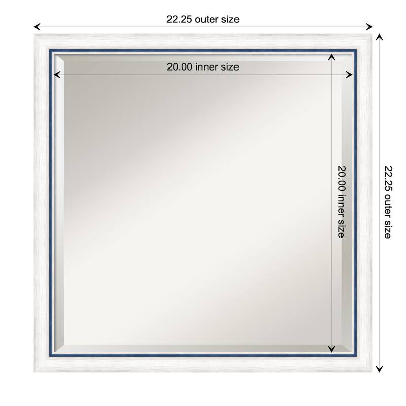 Morgan Beveled Wood Framed Wall Mirror - Morgan White Blue - Glass Size 20x20