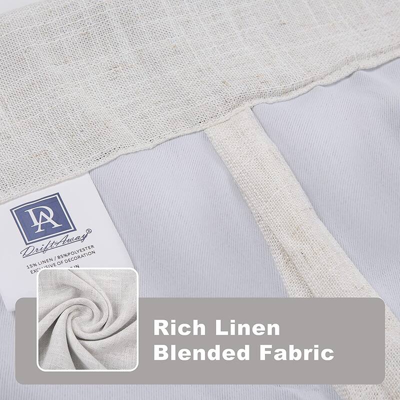 DriftAway Blackout Linen Textured Solid Basic Room Darkening Thermal Insulated Tie Up