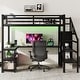 preview thumbnail 2 of 5, Full Size Metal Loft Bed with Wardrobe and LED Light, L Shaped Desk and USB