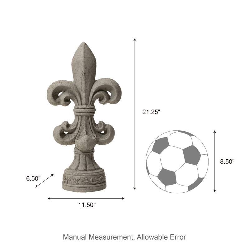 Glitzhome MGO French Holiness Fleur De Lis LYS Garden Statue Coastal Sculpture Indoor Outdoor