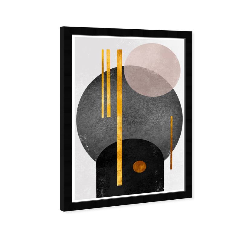 Wynwood Studio 'Modern Day Shapes' Abstract Wall Art Framed Print Shapes - Gray, Gold