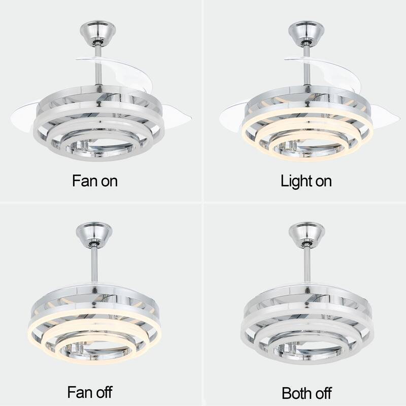 Oaks Aura 42in. LED DIY Shape Modern Ring Ceiling Fan With Lights, 6-Speed Latest DC Motor Remote Control Rose Ceiling Fan