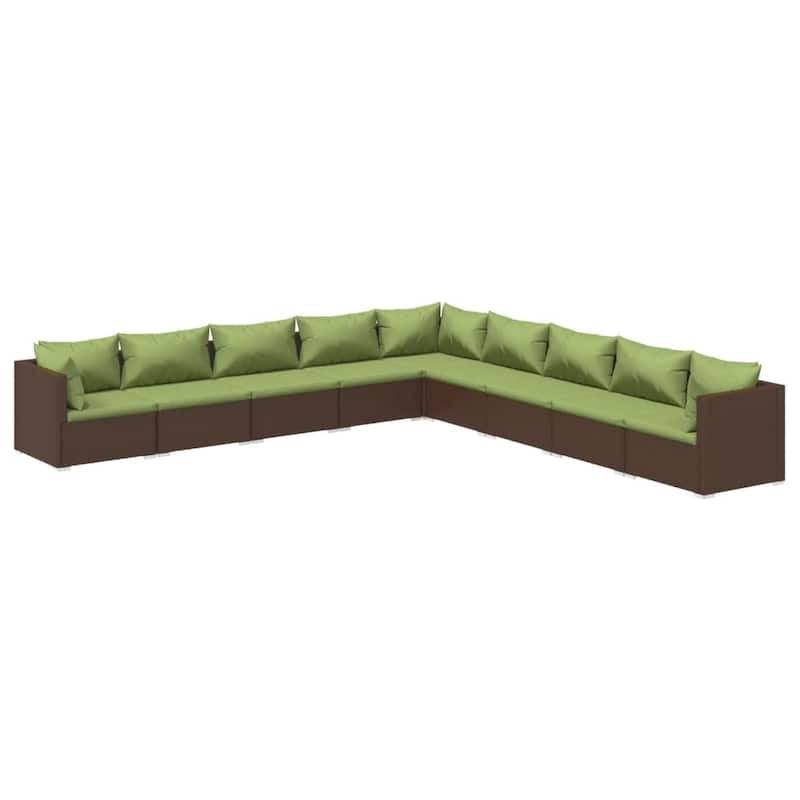 vidaXL Patio Lounge Set Outdoor Sectional Sofa Set Table Garden Poly Rattan - 27.6" x 27.6" x 23.8"