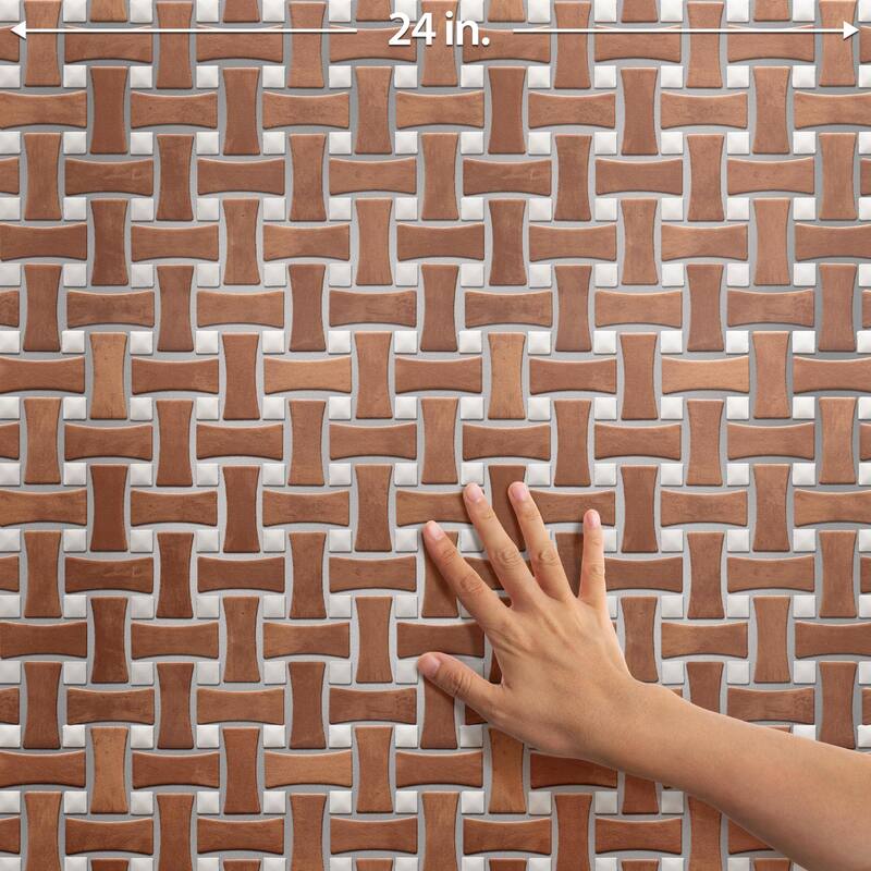 Merola Tile Sentier des Cotto Dog Bone Bsktwv with White Dot 10" x 10" Porcelain Mosaic Floor and Wall Tile