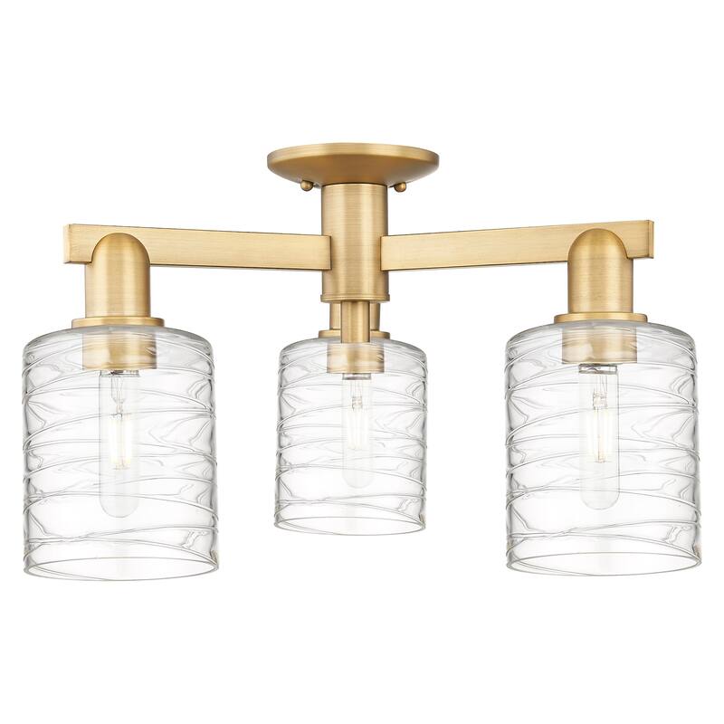 Innovations Lighting 716-3F-11-23 Cobbleskill Semi-Flush Cobbleskill 3 - Brushed Brass / Deco Swirl