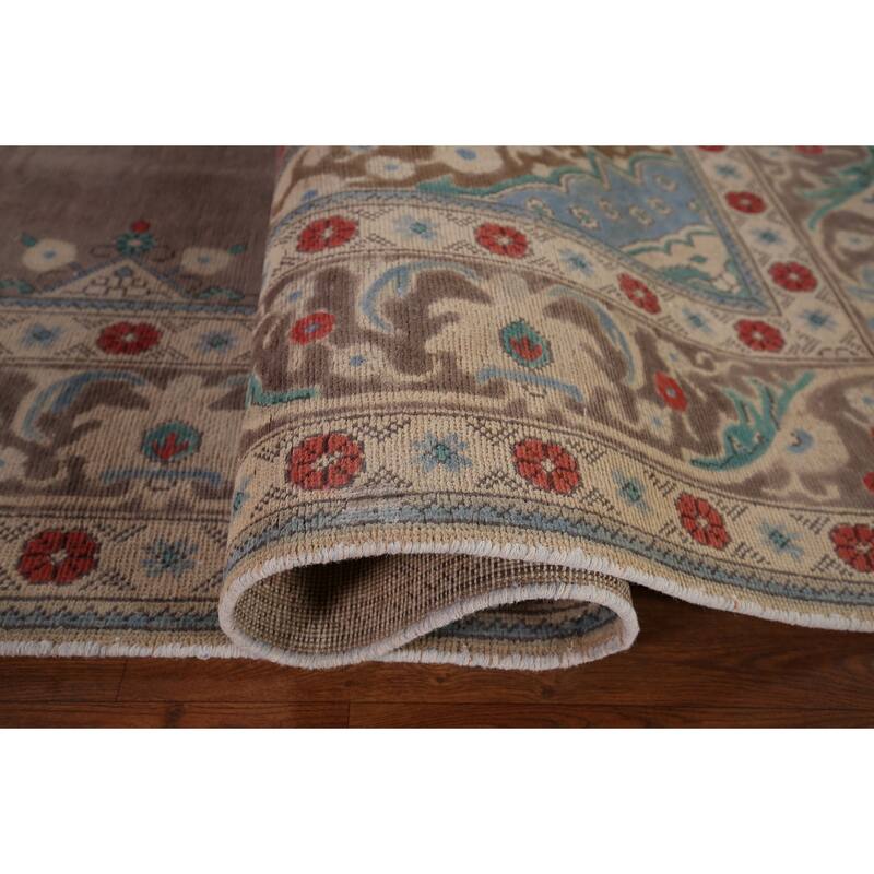 Over Dyed Distressed Tabriz Persian Vintage Rug Handmade Wool Carpet - 8'1" x 11'4"