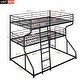preview thumbnail 3 of 16, Full XL over Twin XL over Queen Size Triple Bunk Bed with Ladders, Black Metal Frame, Industrial Style