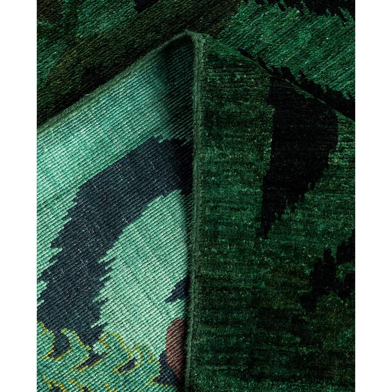 Overdyed One-of-a-Kind Hand-Knotted Runner Rug - Green - 3' 0" x 17' 6"