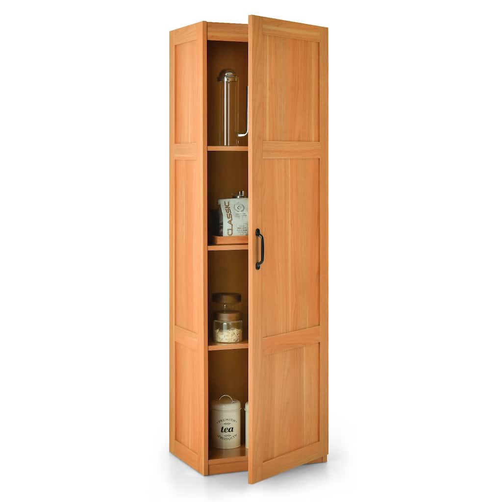 Gymax Tall Storage Cabinet Farmhouse Freestanding Floor Cabinet w/ 4