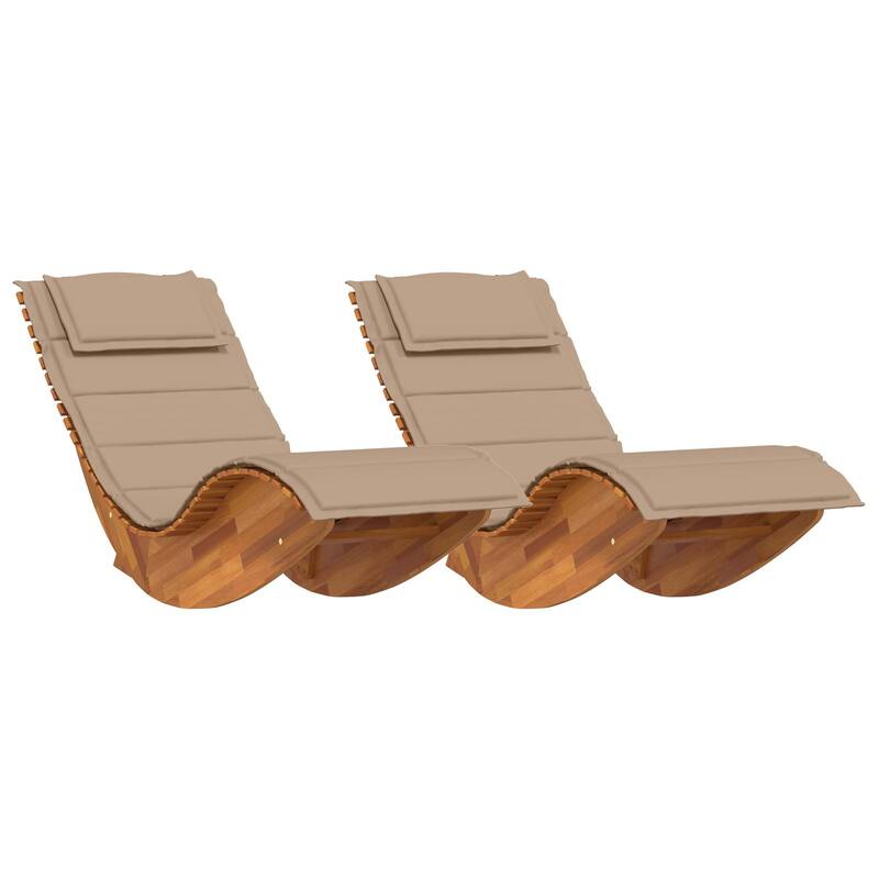 vidaXL Rocking Sun Loungers with Cushions 2 pcs Solid Wood Acacia - 23.6 x 60.6 x 29.1