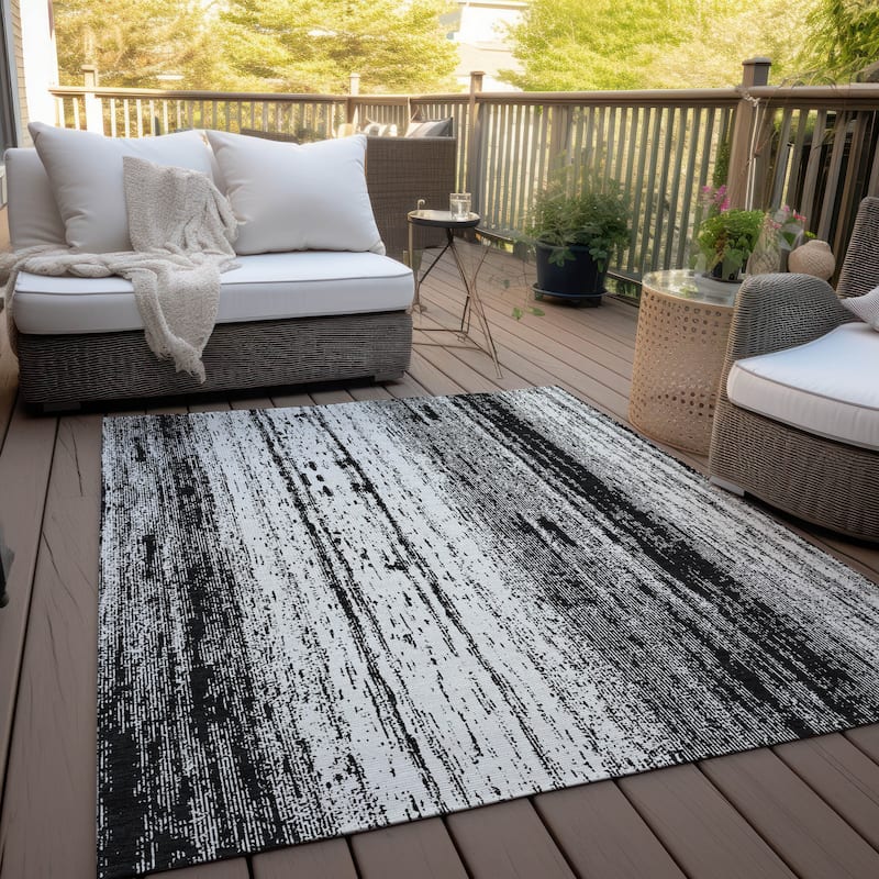 Machine Washable Indoor/ Outdoor Chantille Ombre Stripes Rug