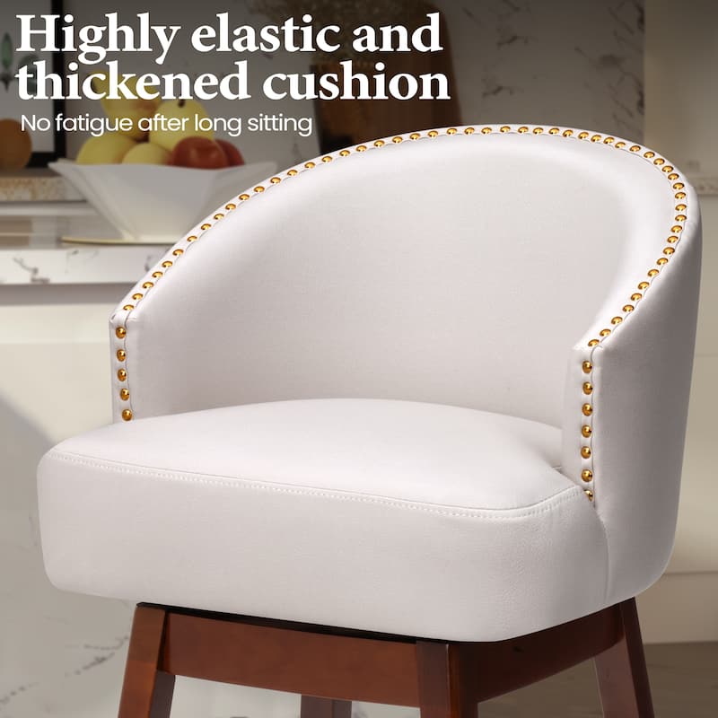 Pellebant 26.4''/31.9"H Height Solid Wood Swivel Indoor Bar Stools