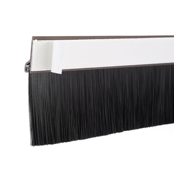 Self-Adhesive Door Bottom Sweep White w 2-inch Black Brush 39-inch x 2.9-inch