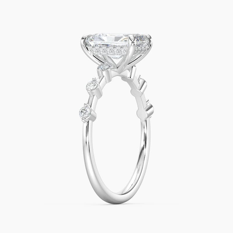 Auriya 14k Gold Radiant Lab Grown Diamond Station Hidden Halo Engagement Ring 1.00 to 5.00 ct. tw. (F-G, VS)