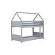 preview thumbnail 35 of 34, Twin Over Twin Low Bunk Bed with House-shaped Bed Roof Frame, Ladder, Guardrails, Headboards and Footboards For Kids Floor Bed