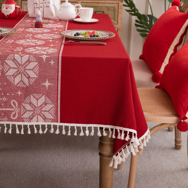 High Quality Washable Rectangle Polyester tablecloths, Wrinkle Resistant Washable Dining Room Table linen for Rectangle Table