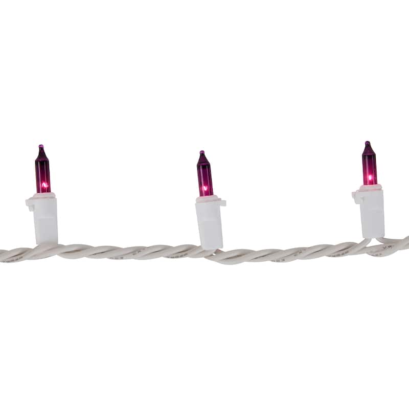 50-Count Purple Mini Christmas Light Set 10ft White Wire - 10'