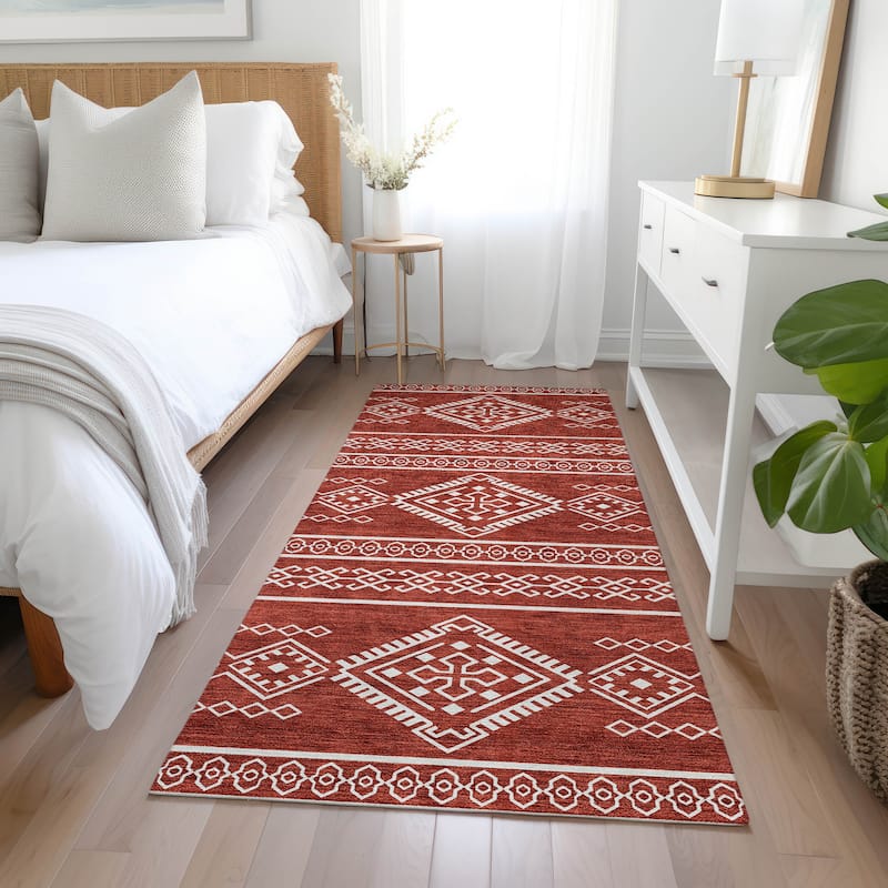 Machine Washable Indoor/ Outdoor Chantille Moroccan Boho Rug