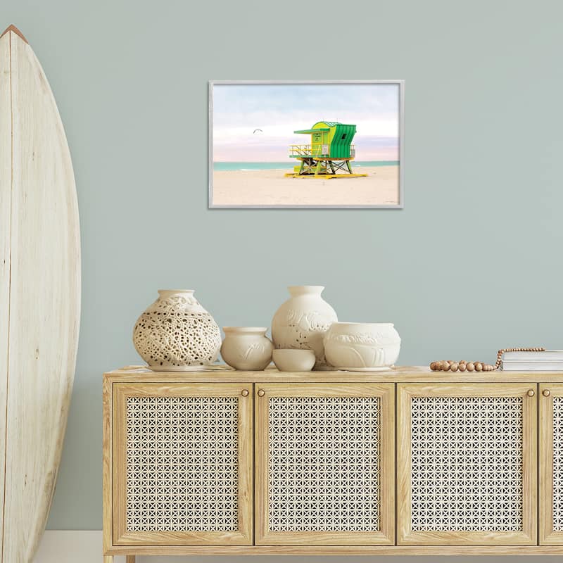 Stupell Lime Green Lifeguard Hut Framed Giclee Art Design By Seven Trees Design