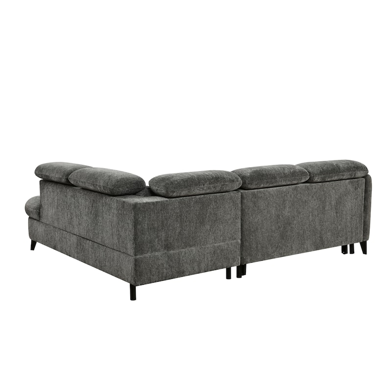 Roomfitters Sectional Sofa Bed with Pull Out Sleeper and Storage Chaise, 2 in 1 Convertible Couch for Living Room, Dark Gray