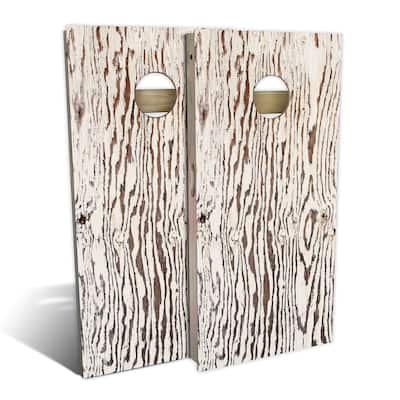 Rustic White Chipped Outdoor Cornhole Board Set
