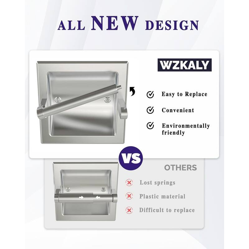 Embedded toilet paper holder, modern hotel style rotating wall mounted toilet paper holder