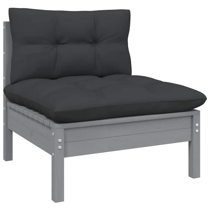 vidaXL Solid Pinewood Patio Lounge Set 8 Piece with Cushions Multi Colors
