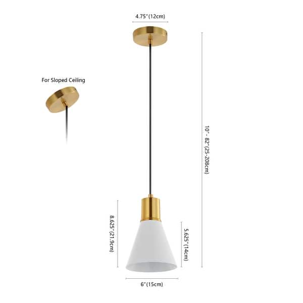 dimension image slide 5 of 11, JONATHAN Y Watts Mid-Century Modern Iron LED Pendant