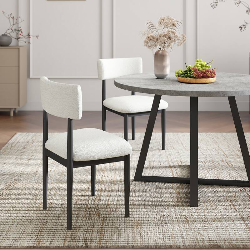 Roundhill Furniture Edo 5-Piece Dining Set, Round Table with 4 Upholstered Chairs,