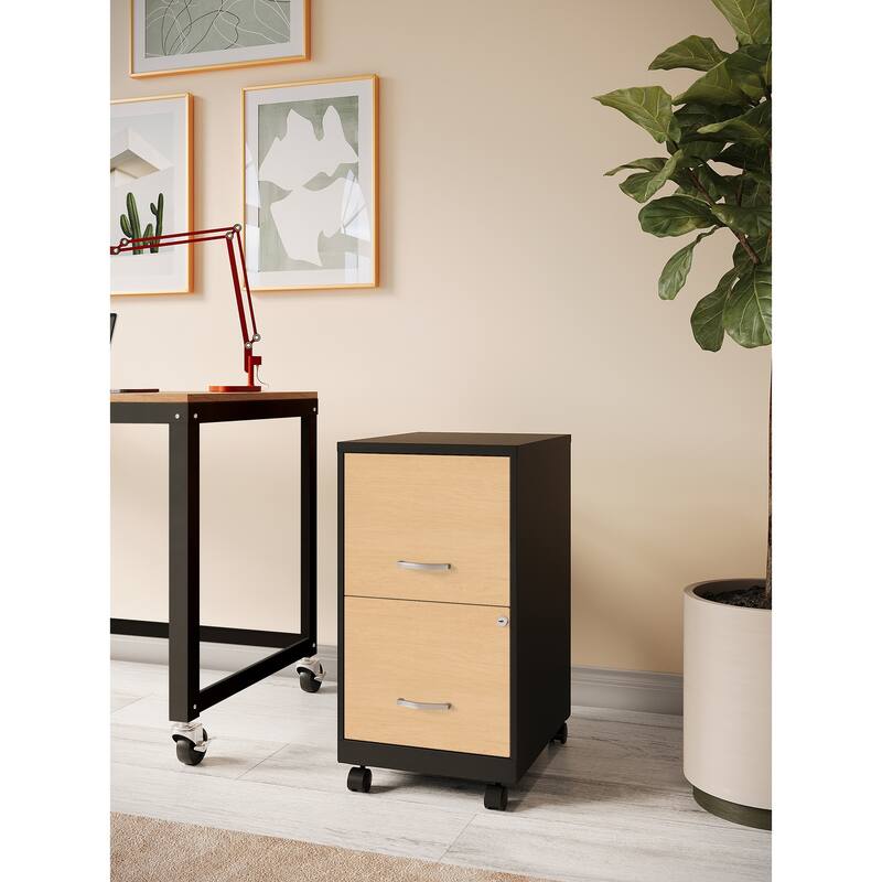 Space Solutions 18" Deep 2 Drawer Mobile File Cabinet with Wood Pattern Drawer Fronts