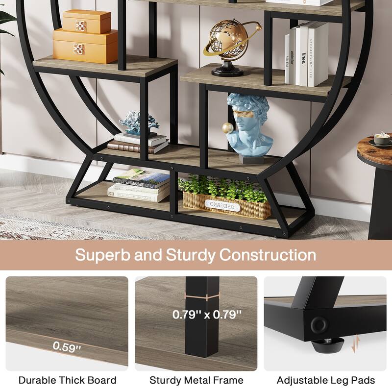Rustic Open Shelving Organizer Rack for Home Office and Living Room