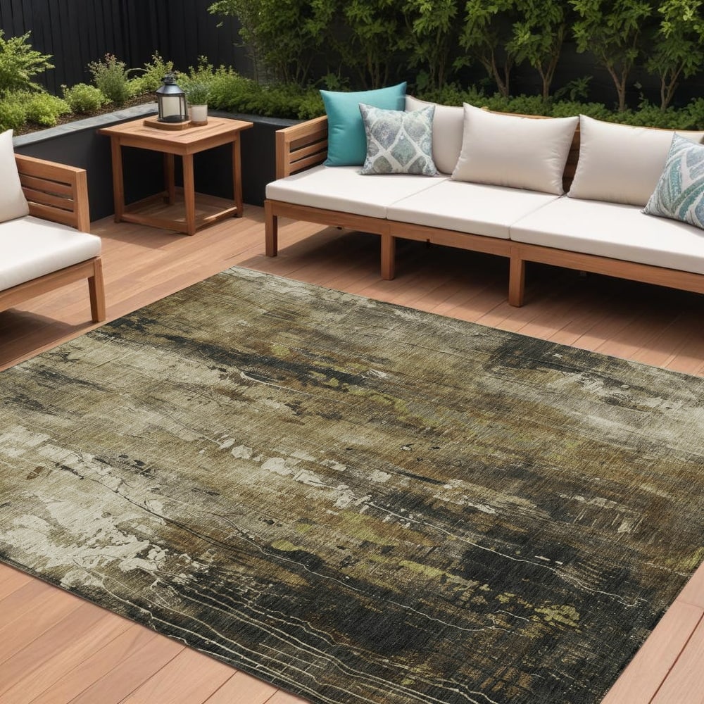 HomeRoots Abstract Transitional Rectangle Outdoor Rug