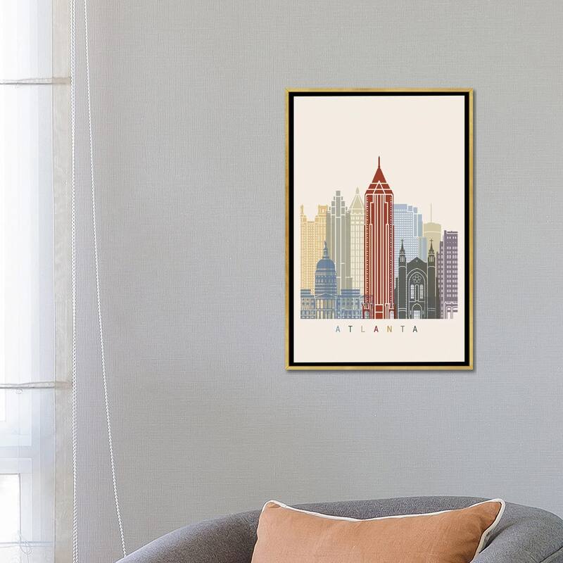 iCanvas "Atlanta Skyline Poster" by Paul Rommer Framed Canvas Print