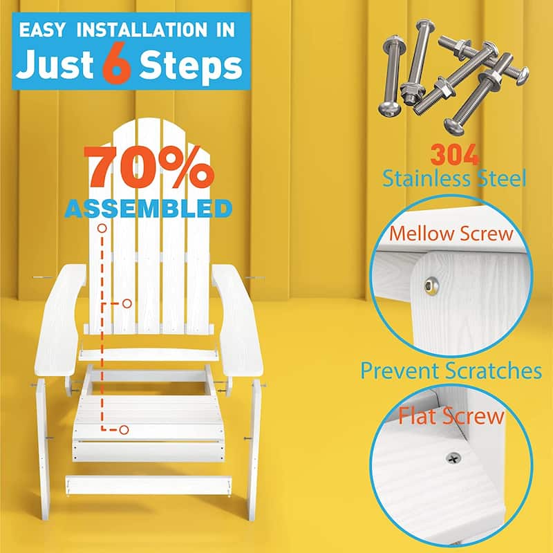 WINSOON All Weather HIPS Outdoor Folding Adirondack Chairs Outdoor Chairs Set of 4
