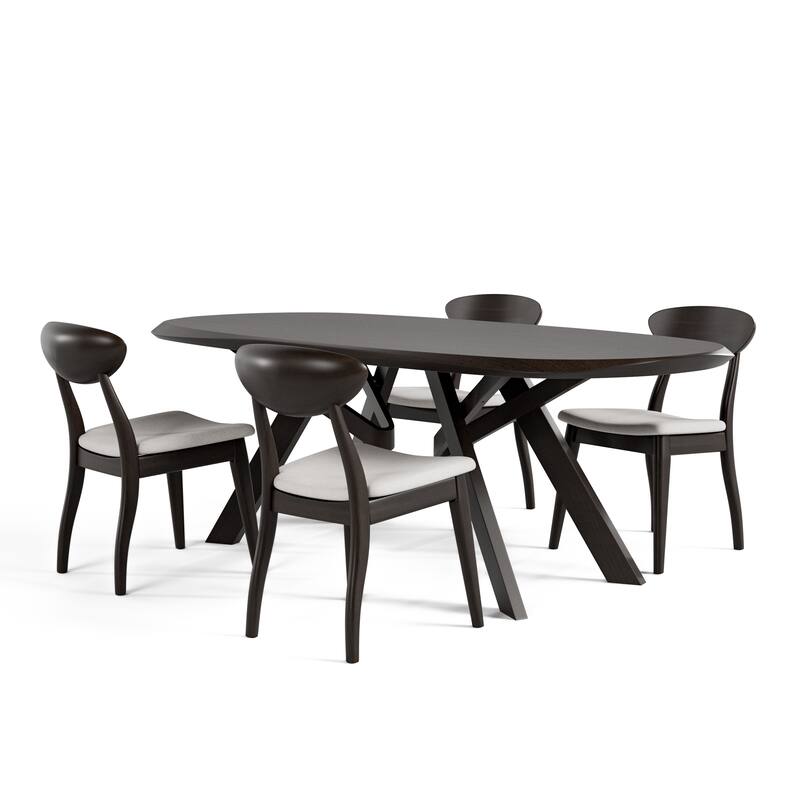 Furniture of America Abigail VI Mid-Century Modern 5-Piece Black Handfinished Solid Wood Dining Set