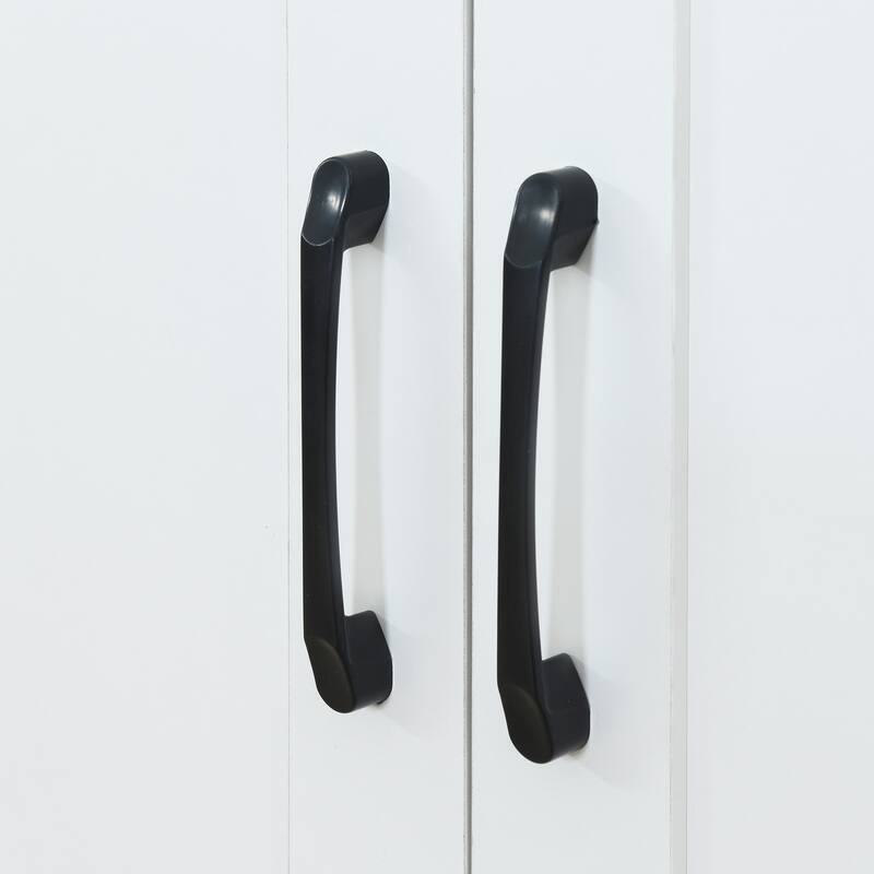 3 Doors Armoire Wardrobe Closet with 3 Side Shelves 2 Drawers, Wooden Bedroom Armoires with Hanging Rod for Bedroom