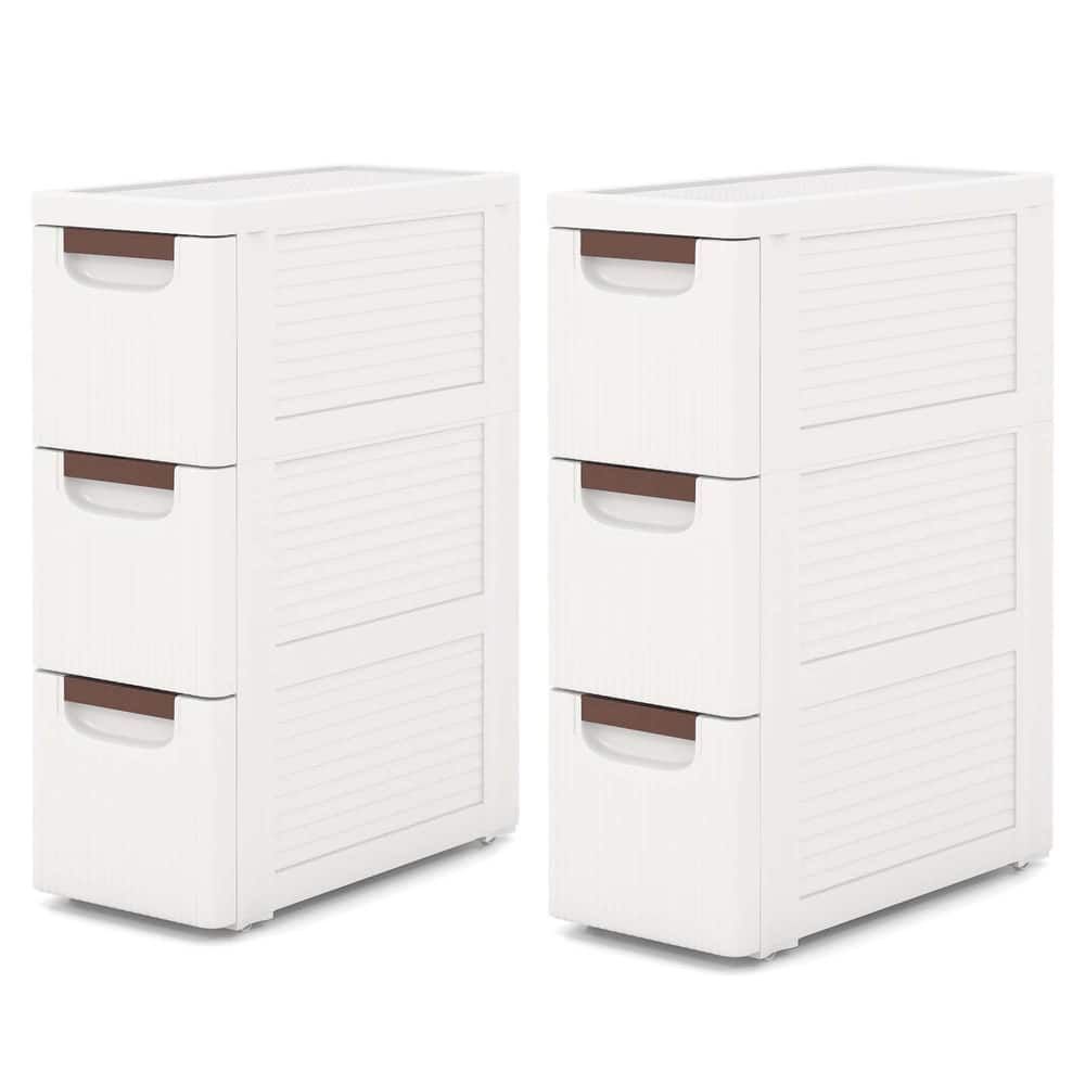 Costway 2 PCS 3-Drawer Narrow Rolling Storage Cabinet with Pull - See Details