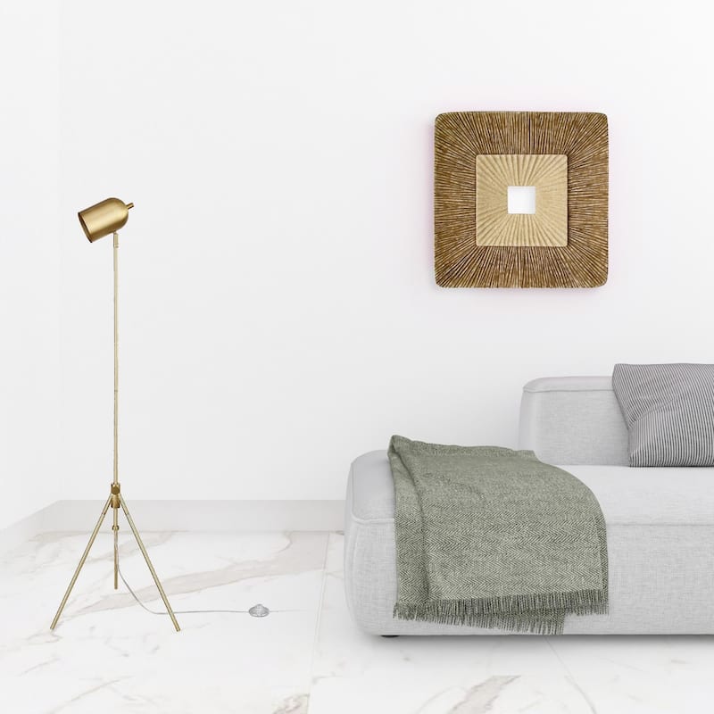 56 Inch Tripod Floor Lamp with Brass Dome Shade for Modern Spaces - 14” x 14” x 56”