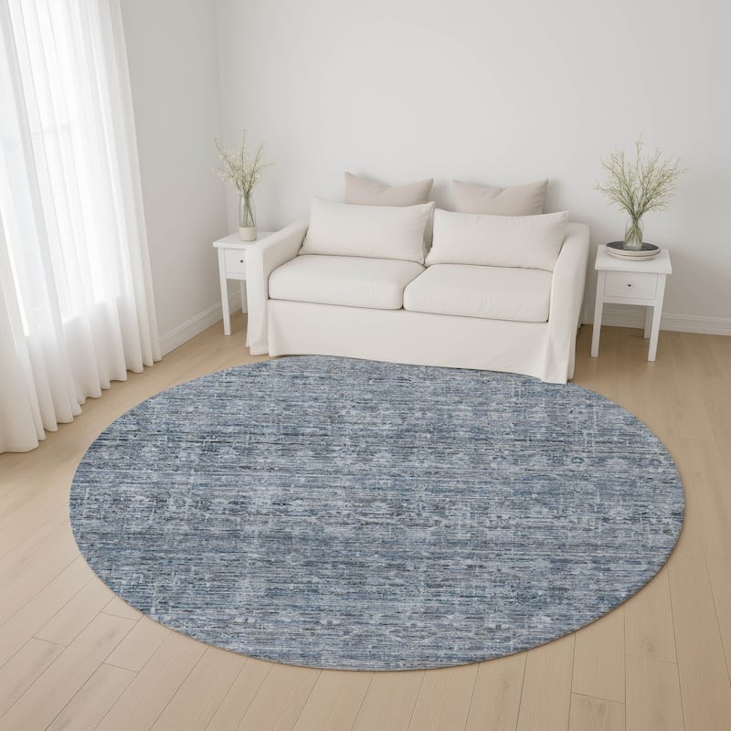 Premium Washable Super Soft Vintage Traditional Mayfield Rug - Blue - 8' x 8'