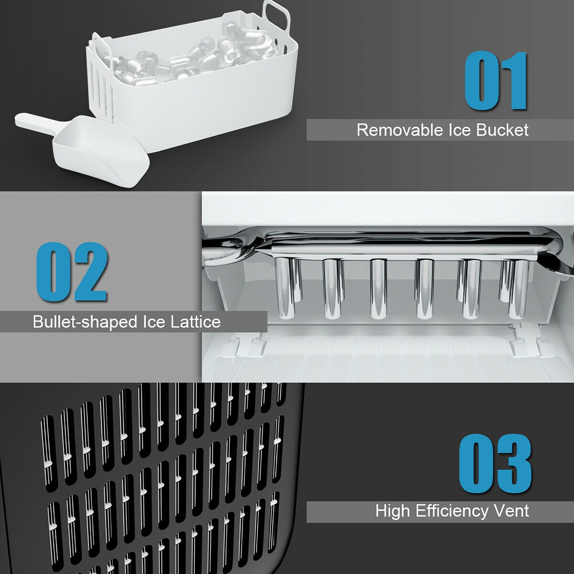 Costway Portable Countertop Ice Maker Machine 44Lbs/24H Self-Clean - Bed  Bath & Beyond - 29348503