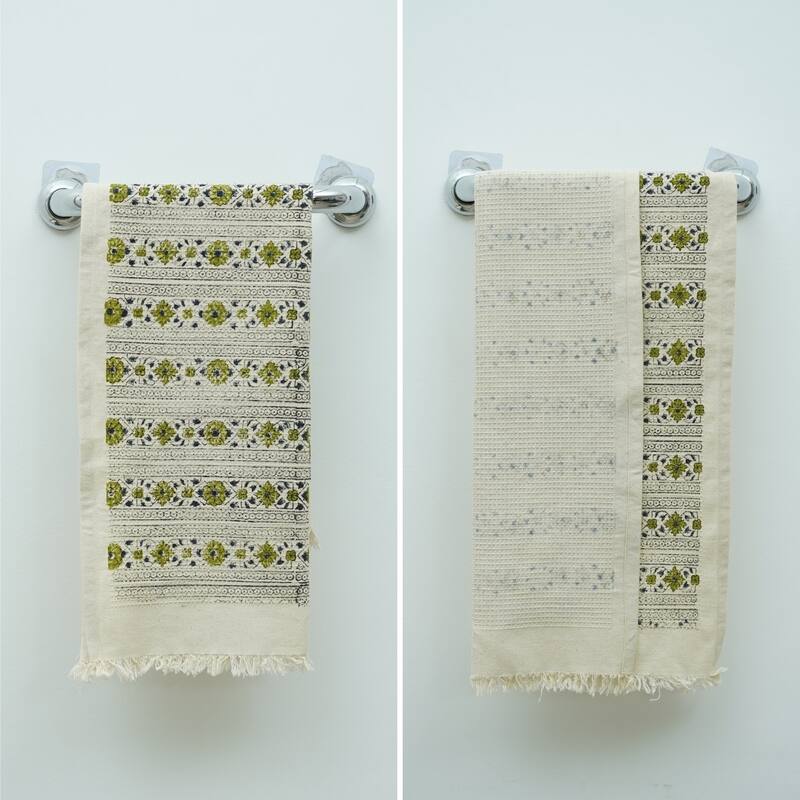 Fabdivine Handmade Floral Block Print Kitchen or Bath Room Hand Towels Home or Office Accent
