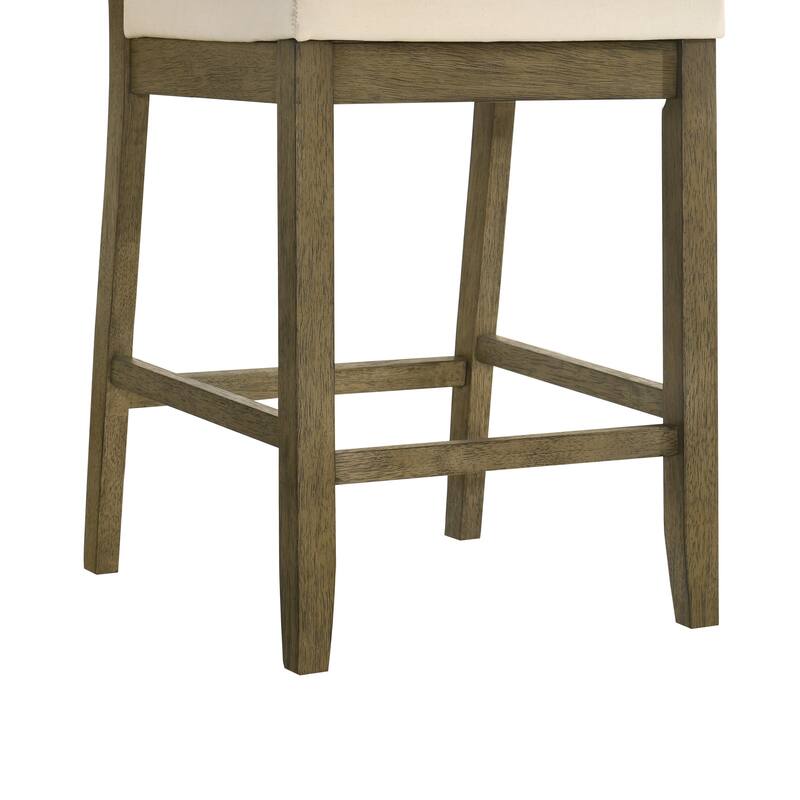 Yanely Mdoern Bar Stool, Upholstered Counter Height Stool with Solid Wood Legs