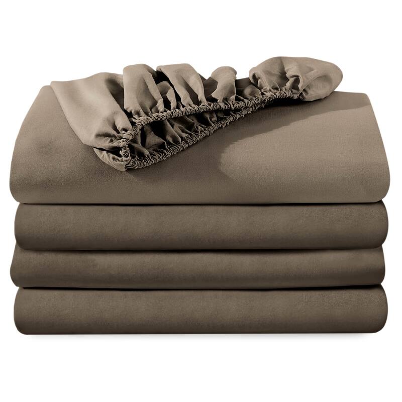 Bare Home 2-Pack Microfiber Fitted Bottom Sheets - Split King - Taupe