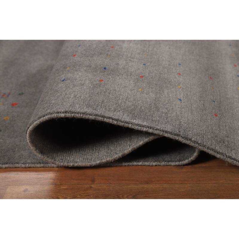 Gray Tribal Gabbeh Oriental Area Rug Hand-Knotted Wool Carpet - 8'3" x 9'10"
