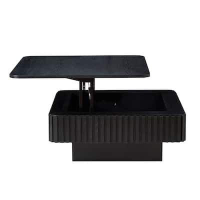 35.43 Inch Handcraft Drum Coffee Table Square Coffee Table for Living Room,Lift Top Wooden Table with Hidden Storage Space